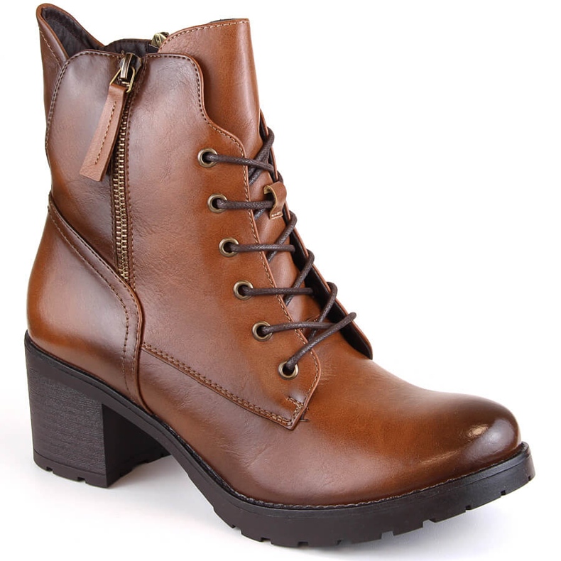 Botas femininas em poste e plataforma camelo Potocki SZ12181 castanho
