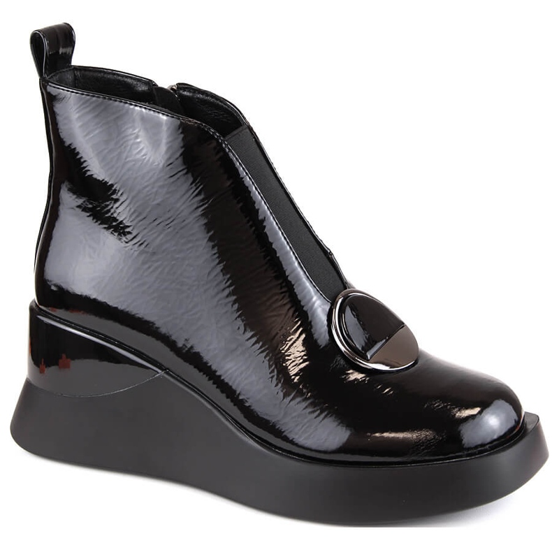 Botas femininas pretas de cunha D&amp;A S.Barski Premium Collection MR870-36 preto