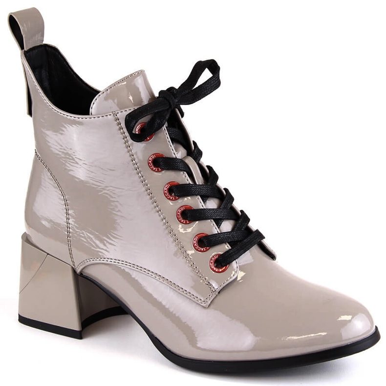 Botas femininas taupe lacadas D&amp;A S.Barski Premium Collection MR870-66 bege