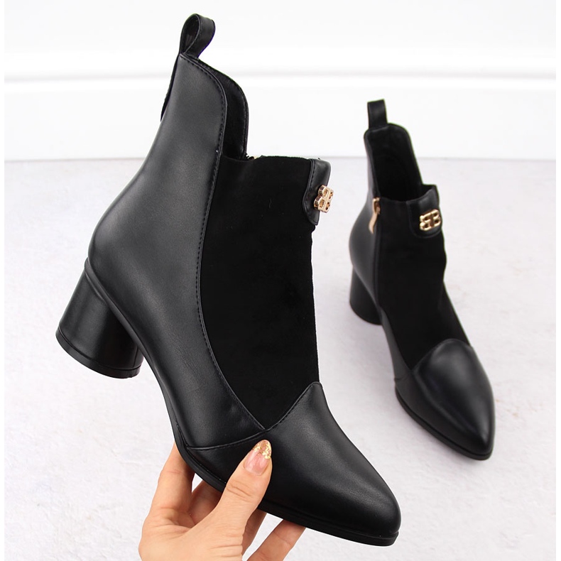 Botas femininas pretas de salto alto D&amp;A S.Barski Premium Collection MR870-96 preto