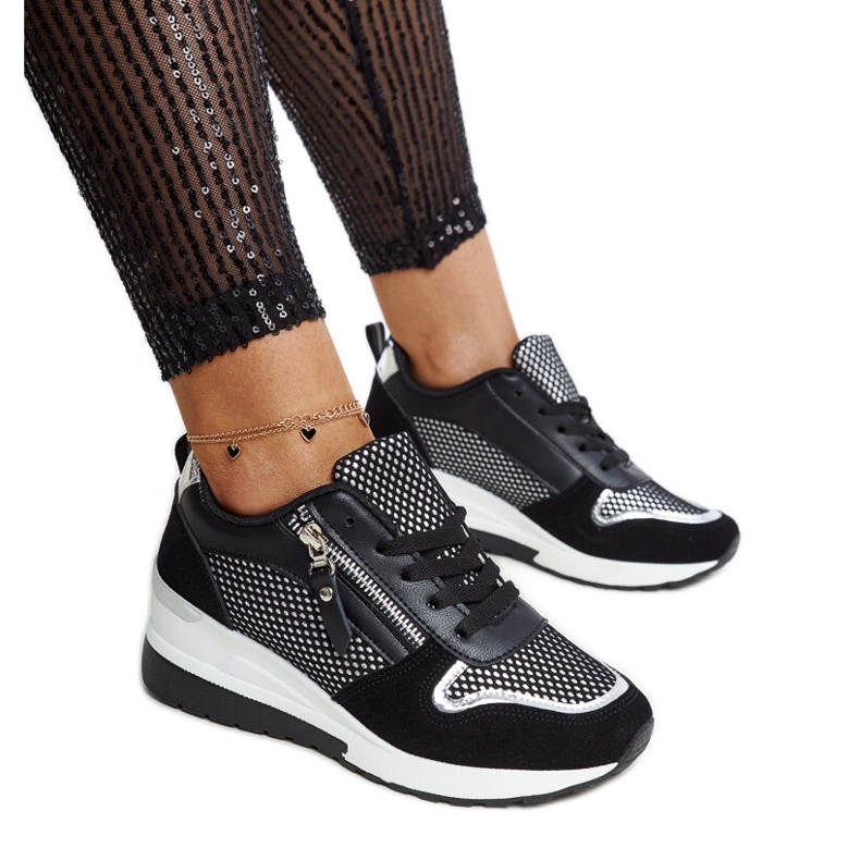 Inna Tênis de cunha preta da Fastello preto