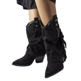 Botas cowboy de camurça preta com borlas da Soeurs preto
