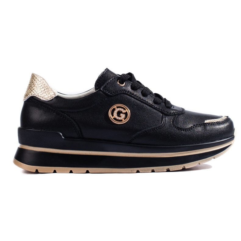 Tênis plataforma de couro preto, Shelovet