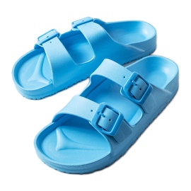 Inna Sliders de borracha azul com fivelas de Eugene