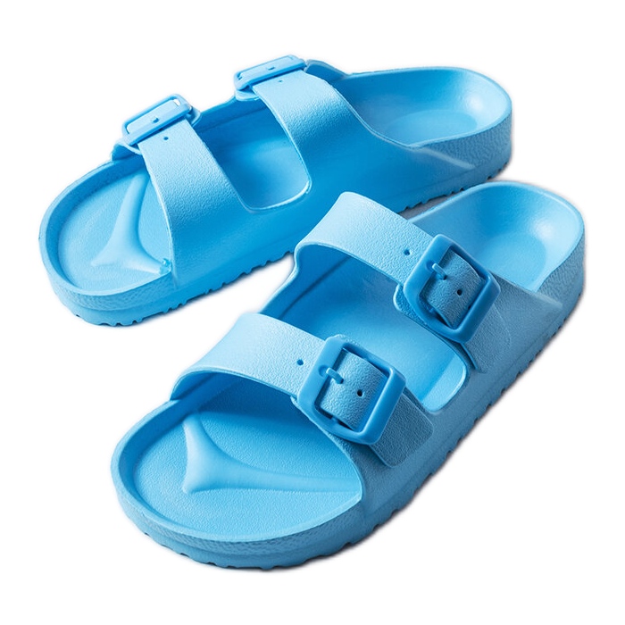 Inna Sliders de borracha azul com fivelas de Eugene