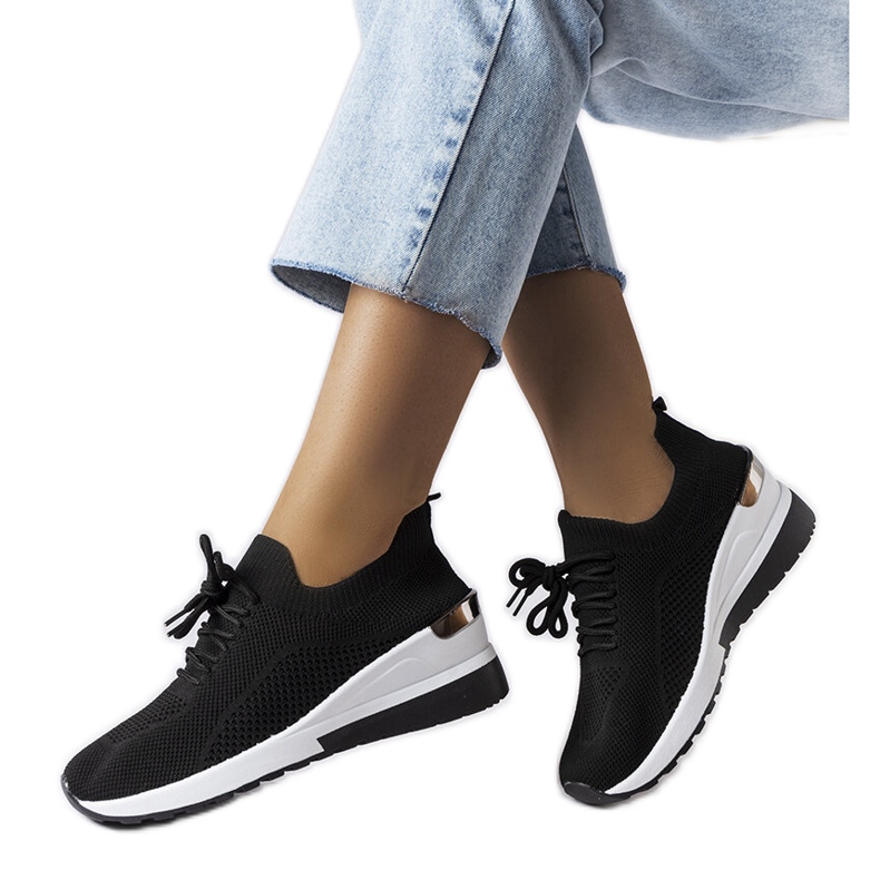 Inna Tênis de cunha preta da Alberica preto