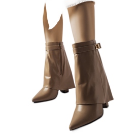 Botas marrons com parte superior dobrada da Aya castanho Botas marrons com parte superior dobrada da Aya castanho