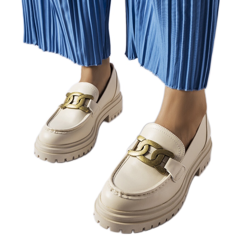 Inna Mocassins bege decorados com fivela Schlanders