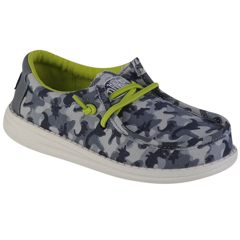 Sapatos Hey Dude Wally Youth Camodino Jr 40043-425 cinza
