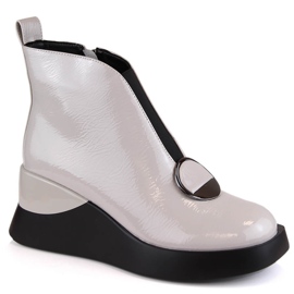 Botas femininas cinza com cunha D&A S.Barski Premium Collection MR870-36 Botas femininas cinza com cunha D&A S.Barski Premium Collection MR870-36