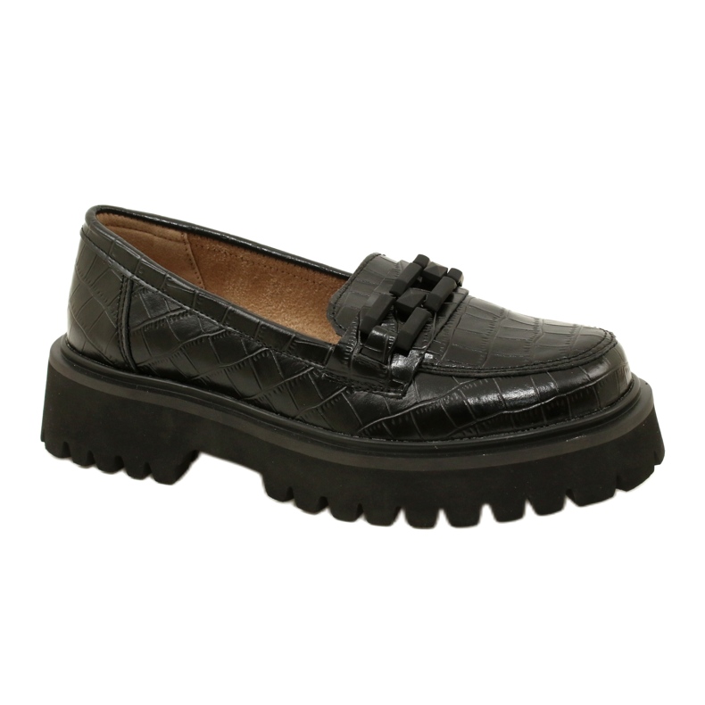 Mocassins de couro com decoração Filippo DP4792/23 BK CR preto Mocassins de couro com decoração Filippo DP4792/23 BK CR preto