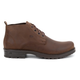 Polbut Botins masculinos de couro 2119 castanho escuro marrom