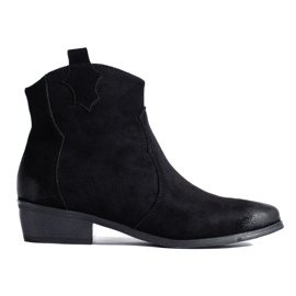 W. Potocki Botas de cowboy pretas femininas em camurça Potocki preto