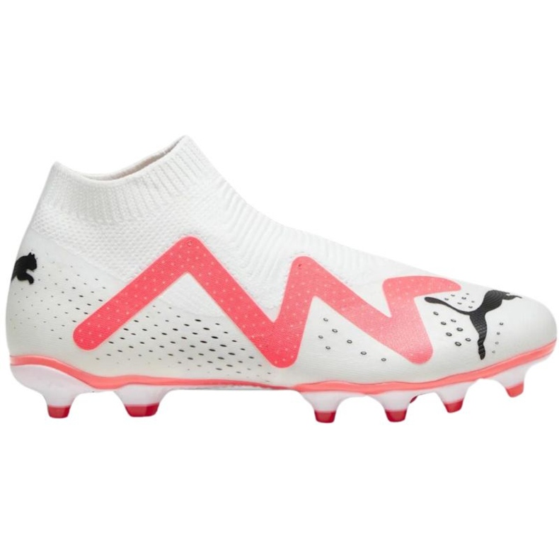 Chuteiras Puma Future Match+ Ll FG/AG 107366 01 brancas com meia branco branco