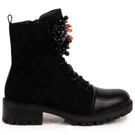 Botas femininas com isolamento e miçangas, pretas Jezzi RMR2071-15 preto