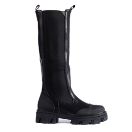 Botas pretas com parte superior flexível Shelovet preto Botas pretas com parte superior flexível Shelovet preto