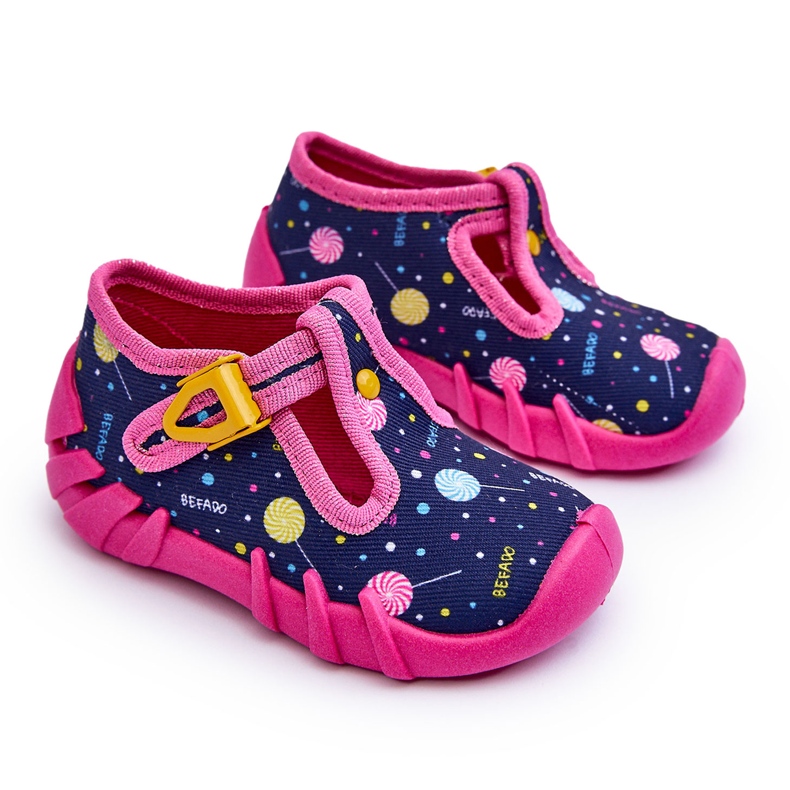 BEFADO S.A. Chinelos femininos Befado 110P471, rosa e azul marinho