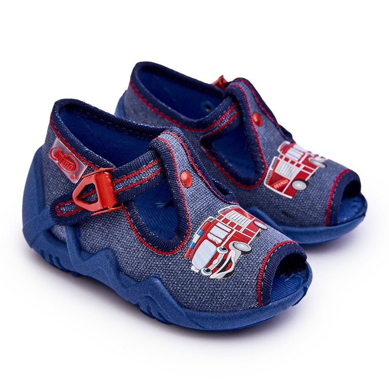 BEFADO S.A. Sandálias infantis, chinelos Befado, Caminhão de bombeiros 217P118, Azul
