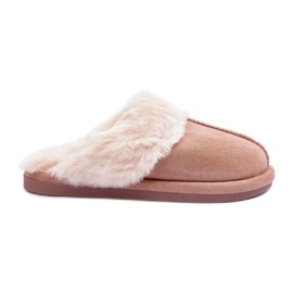 FB3 Chinelos rosados ​​femininos bege com pele