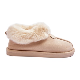 FB3 Chinelos femininos com pele, bege claro Lanoze