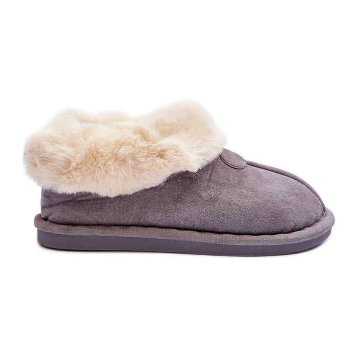 FB3 Chinelos femininos com pele, cinza Lanoze