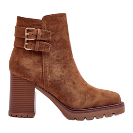 Botas de camurça com salto alto marrom Makeline