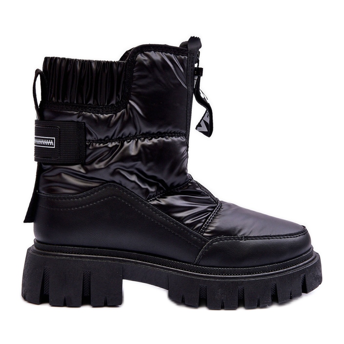 PE1 Botas femininas de neve com isolamento alto pretas Freoc preto