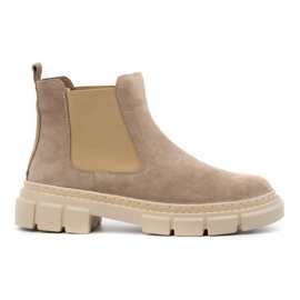 WASAK Botas Chelsea femininas de couro 0708W, bege