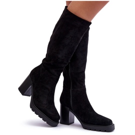 FJ1 Botas pretas de camurça Virdana com salto enorme preto