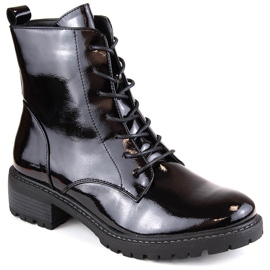 Botas femininas com isolamento de couro envernizado, pretas Vinceza 10662 preto