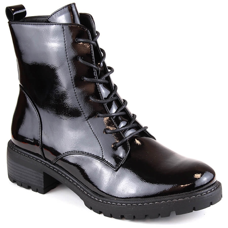 Botas femininas com isolamento de couro envernizado, pretas Vinceza 10662 preto