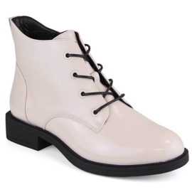 Botas femininas com isolamento envernizado, bege, Vinceza 58166 Botas femininas com isolamento envernizado, bege, Vinceza 58166