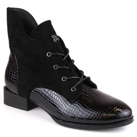 Botas femininas pretas com isolamento de salto baixo Vinceza 16439 preto