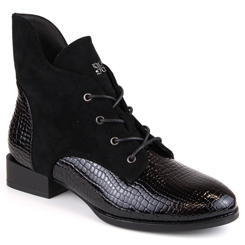 Botas femininas pretas com isolamento de salto baixo Vinceza 16439 preto