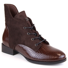 Botas femininas marrons de salto baixo, isoladas, Vinceza 16439 marrom