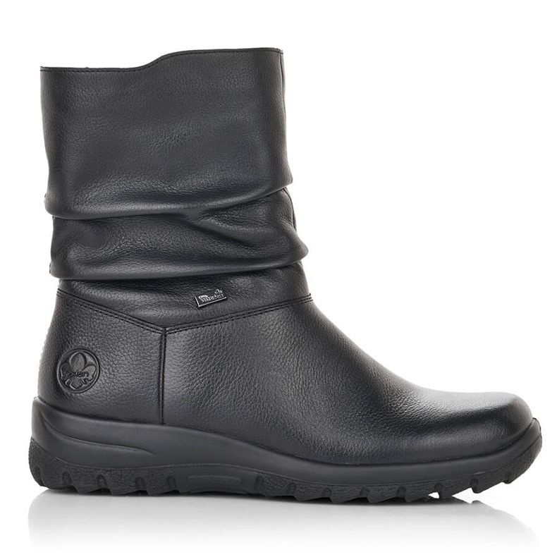 Botins femininos de couro impermeável com isolamento de lã Rieker Tex Z7193-00 preto