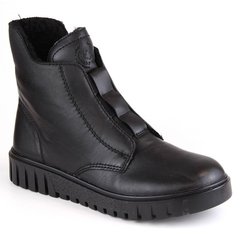 Botas pretas isoladas femininas confortáveis ​​de couro Rieker Y3458-00 preto
