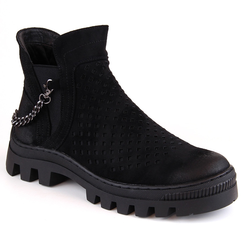Botas femininas de camurça preta Potocki 12028 preto
