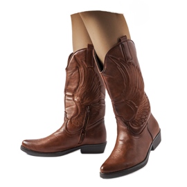 Botas de cowboy marrons com padrão Olinda castanho