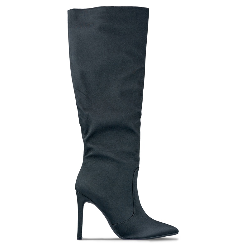 Botas femininas pretas de cetim preto