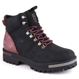 Botas femininas pretas com cadarço Big Star MM274318 preto