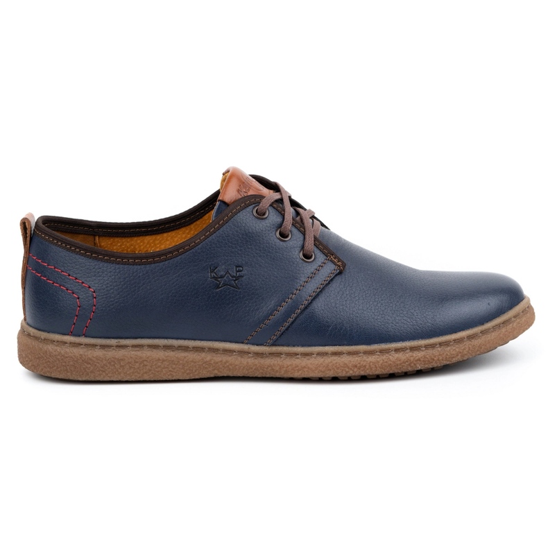 Kampol Sapatos casuais masculinos de couro 22KAM, azul marinho