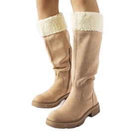 Botas Erin de camurça ecológica bege