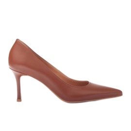 Marco Shoes Salto de couro napa marrom