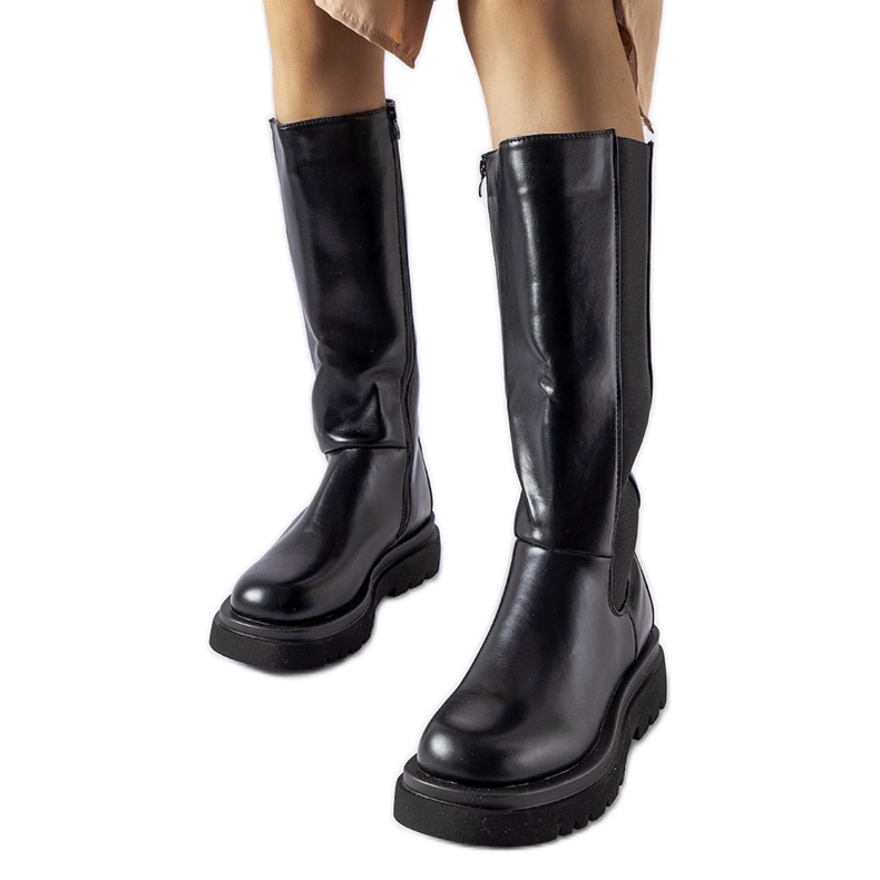 Botas de cano alto pretas na plataforma Clelia preto