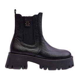 Lemar Botas Chelsea de couro em plataforma enorme, Black Lisencca preto