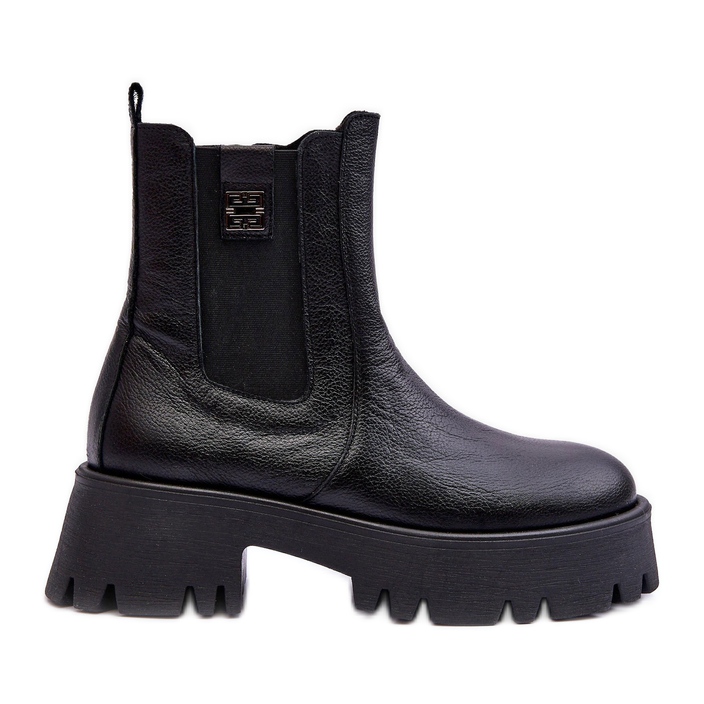Lemar Botas Chelsea de couro em plataforma enorme, Black Lisencca preto