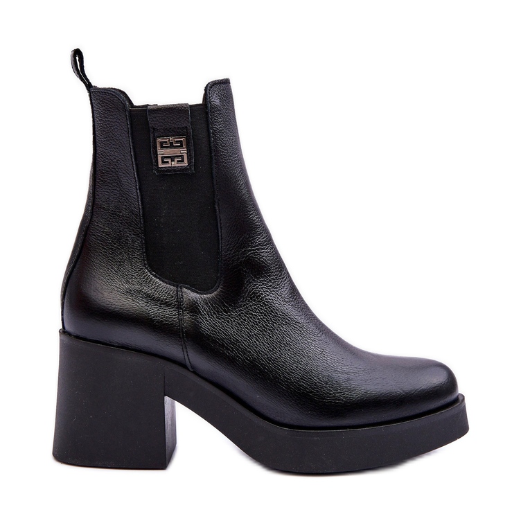 Lemar Botas femininas de couro de salto alto pretas Kodra preto