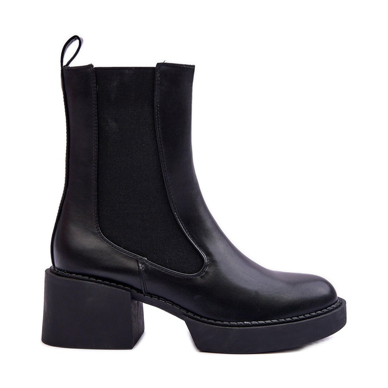 Botas Chelsea com salto alto enorme, Black Ironna preto