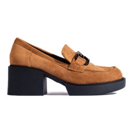 Sapatos femininos de salto alto em camurça camelo Shelovet castanho Sapatos femininos de salto alto em camurça camelo Shelovet castanho